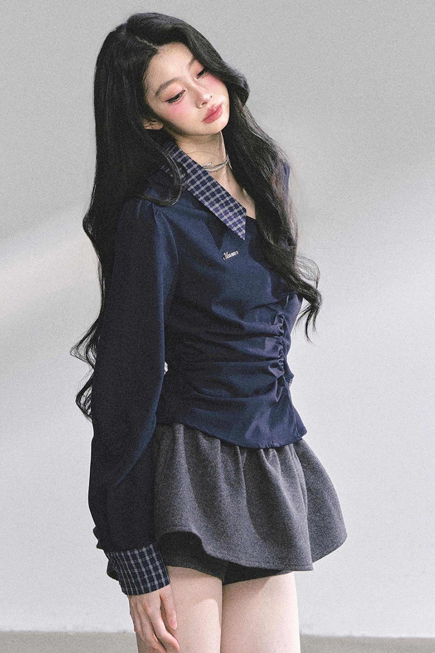 Slimming Blue Plaid Shirt