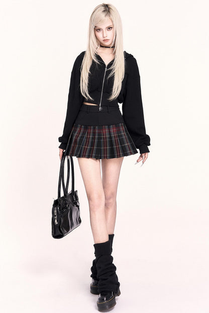 Plaid Patchwork Pleated Skirt