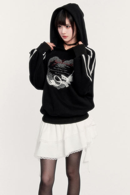 Sports Hooded Top & Skirt Set-Up
