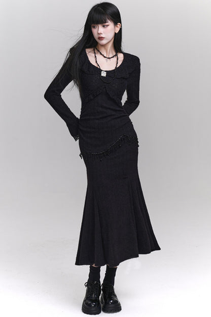 Long Black Knit Dress