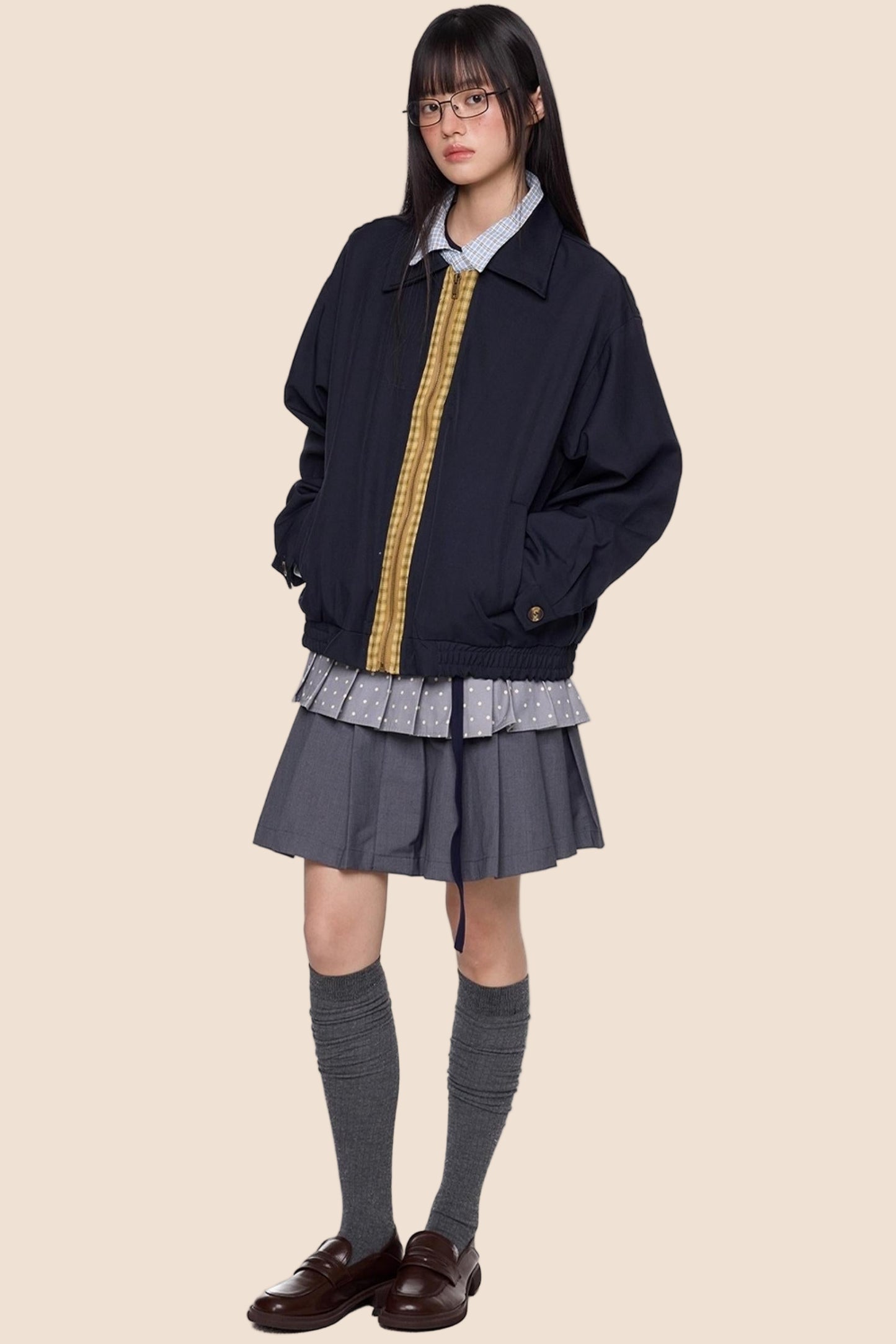 Vintage Contrast Lapel Jacket