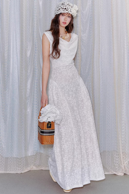 Off-White Lace Jacquard Dress