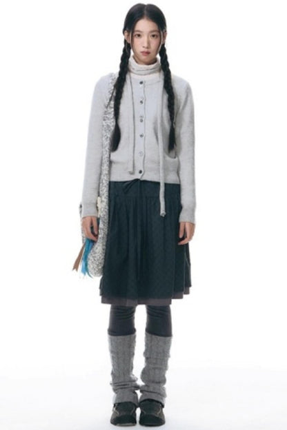 Star Brushed Turtleneck Long-Sleeved Top