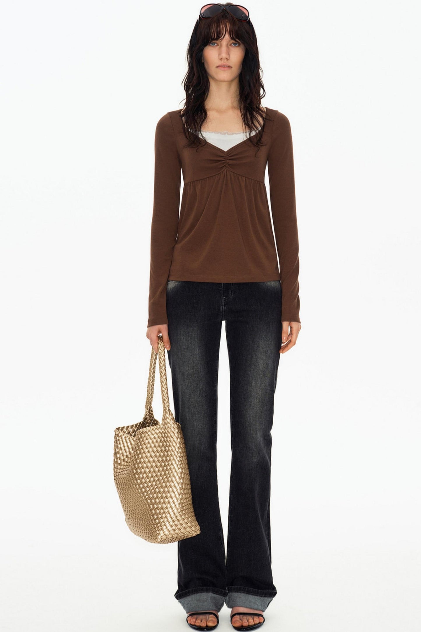 Lace Butterfly Collar Knit Top