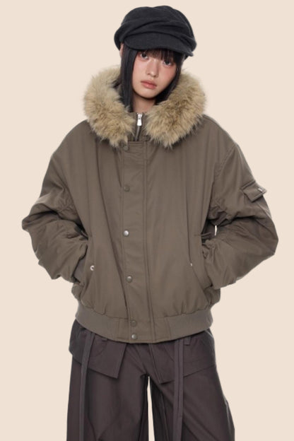 Fur Collar Hooded Cotton Jacket