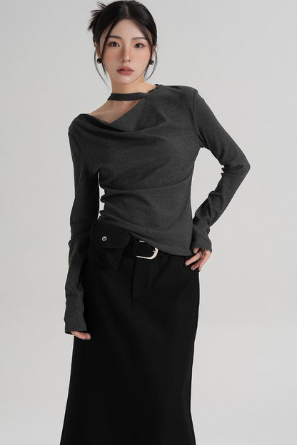 High-End Design Long-Sleeved T-Shirt Top