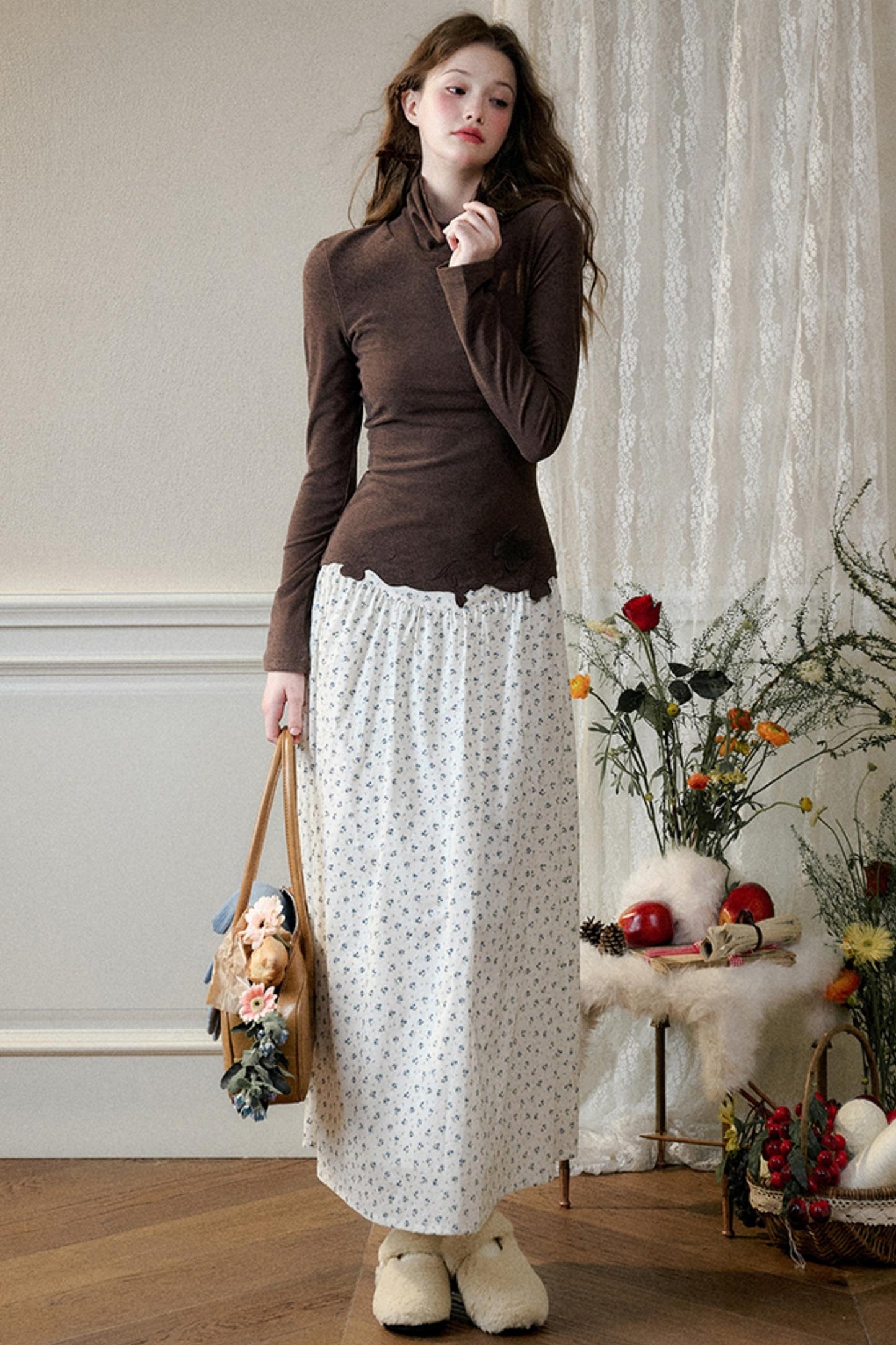 Wild Blueberry Organic Cotton Long Skirt