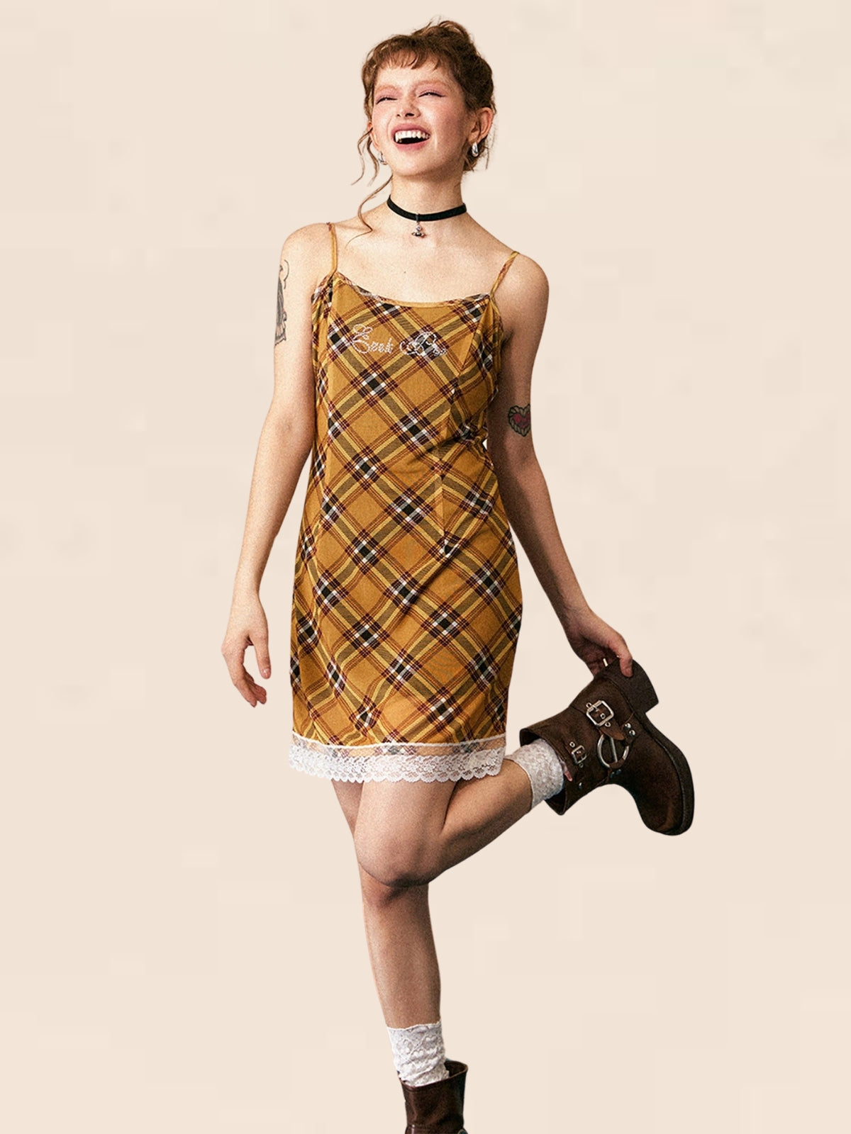 Vintage Check Slip Dress