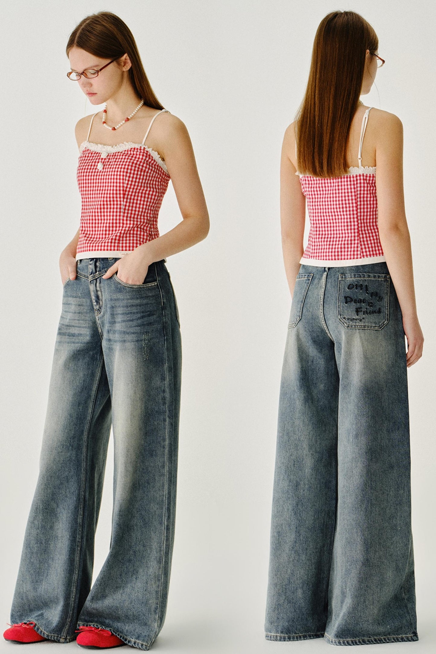 빈티지 하이 라이즈 슬리밍 진 