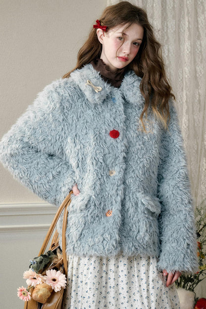 Gray Blue Furry Hug Coat