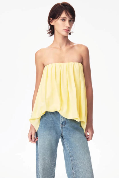 Irregular Elastic Strapless Top