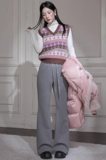 Wool Silk Flared Sweatpants