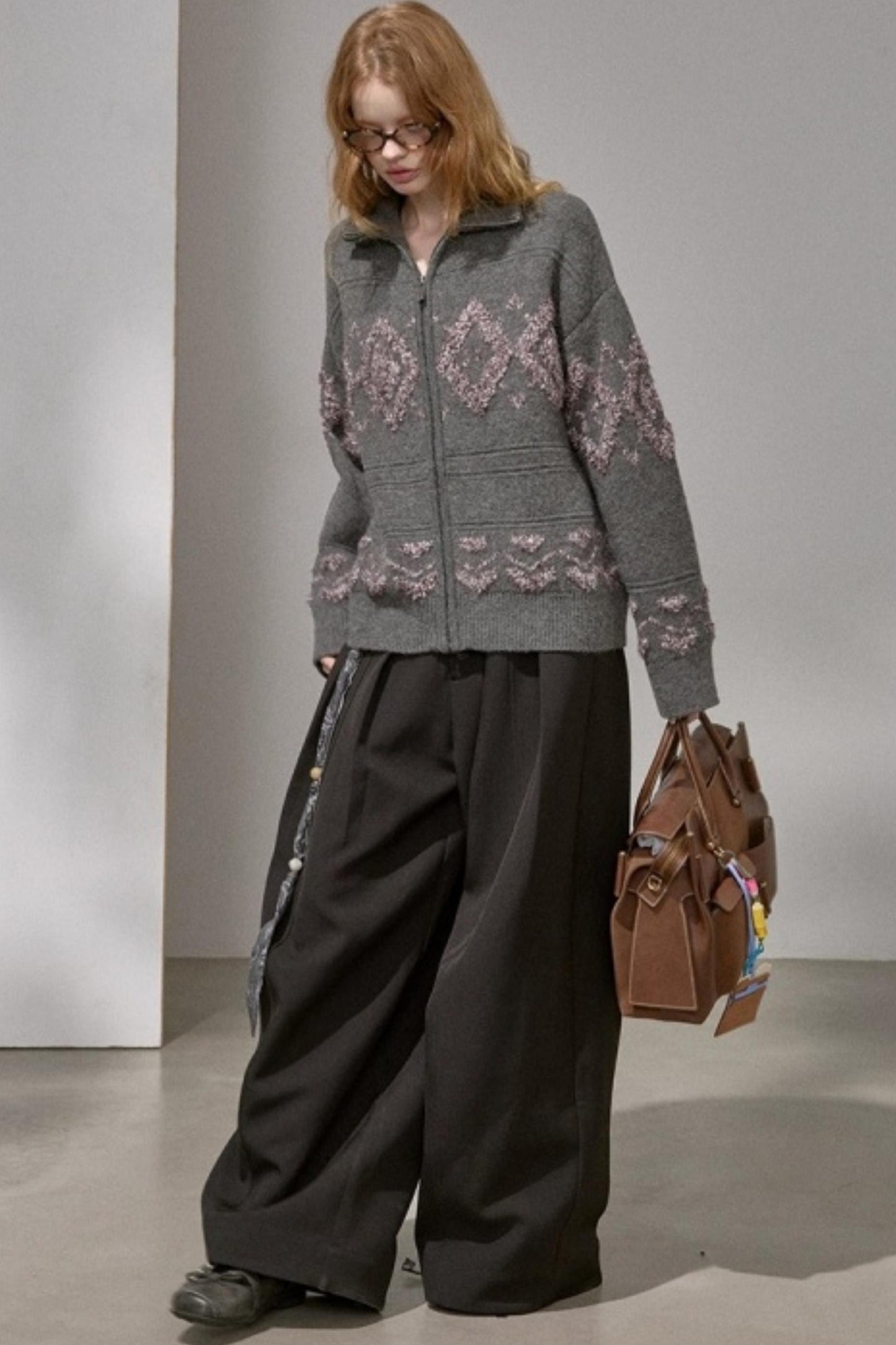 Diamond Pattern Knitted Cardigan