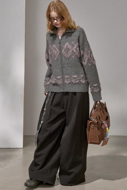 Diamond Pattern Knitted Cardigan