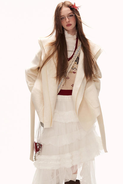 Double-Layered Fur-Trimmed Coat