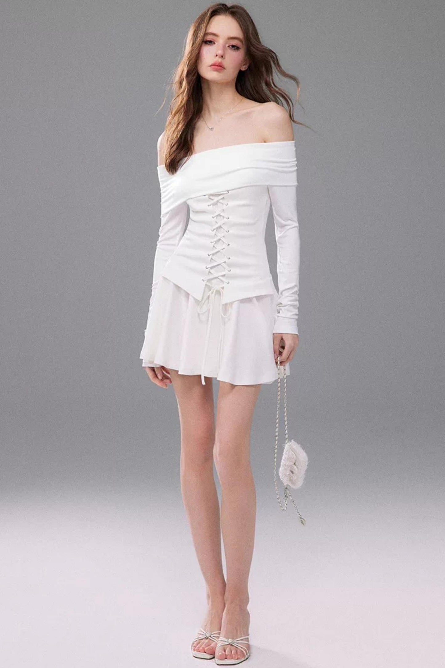 Off-Shoulder Waist-Cinching Dress