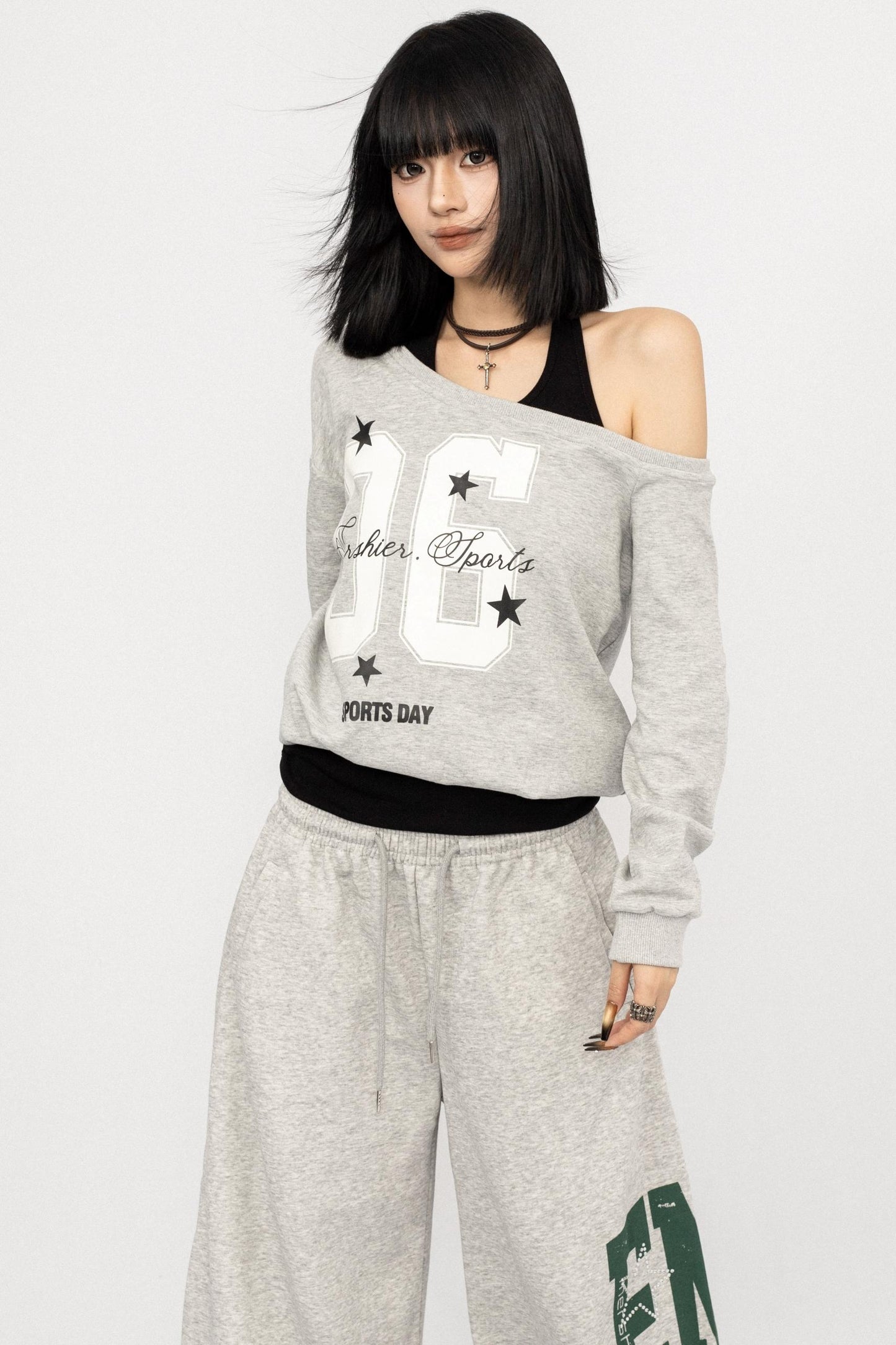 American Vintage Slanted Shoulder Loose Sweatshirt