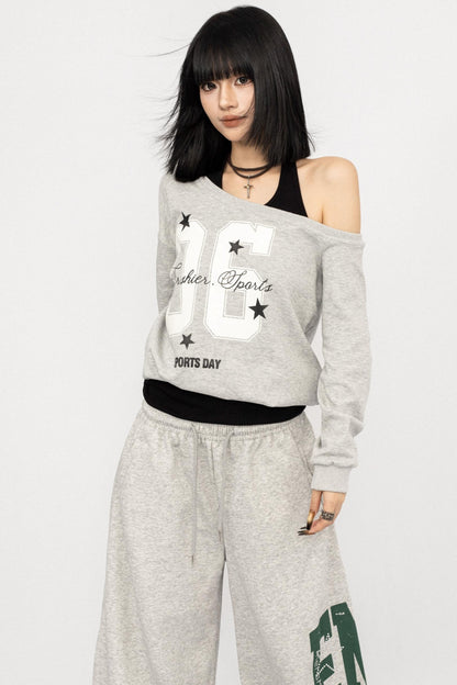 American Vintage Slanted Shoulder Loose Sweatshirt