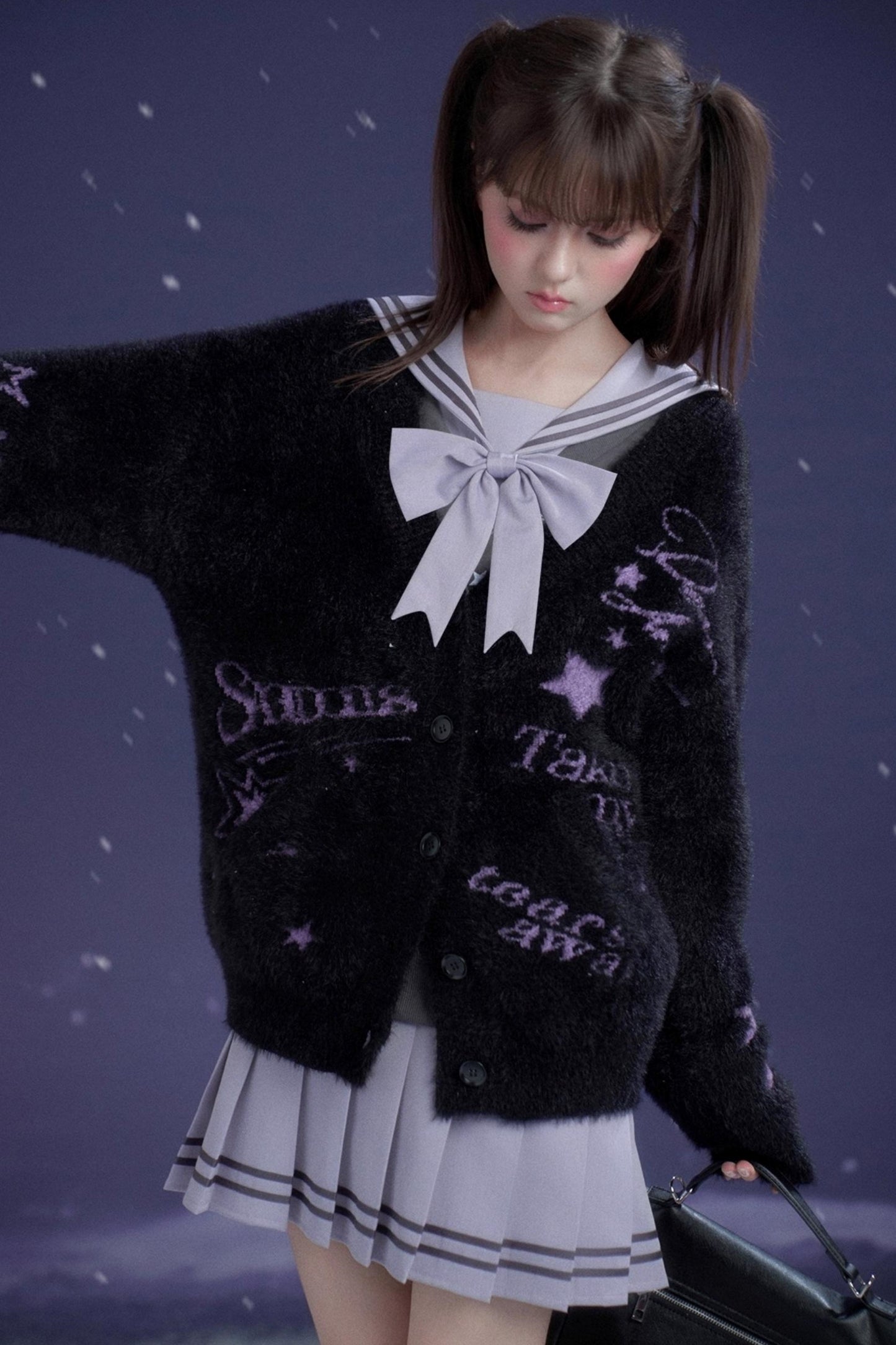 Black and Purple Graffiti Cardigan