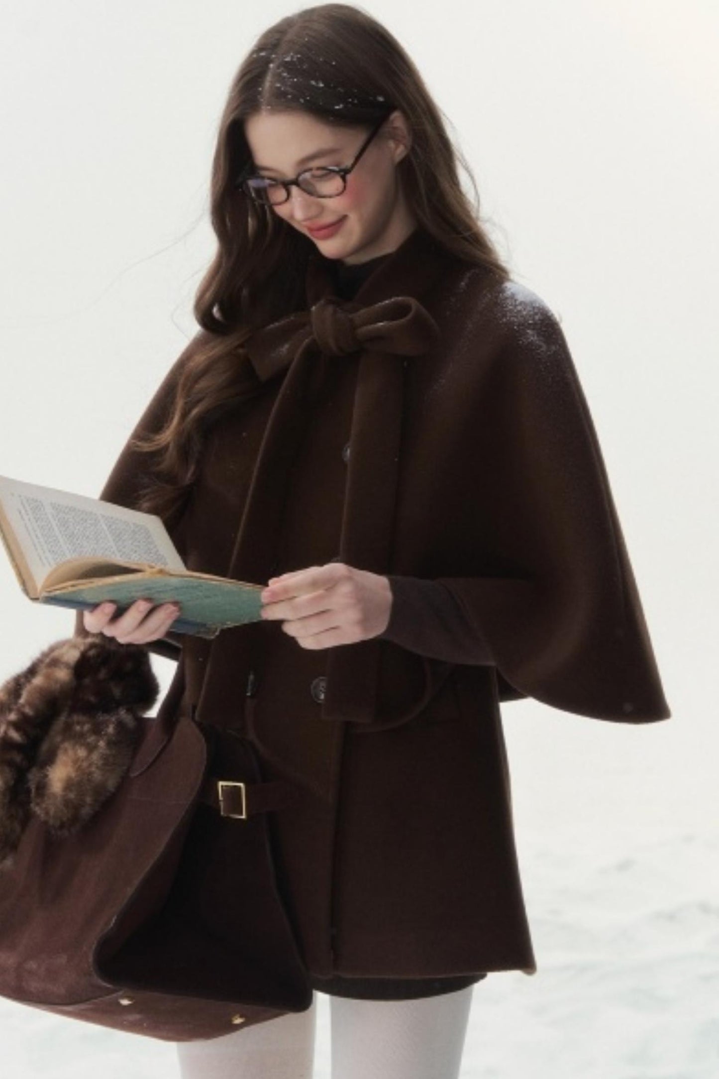 Cocoa Double-Breasted Cape Coat