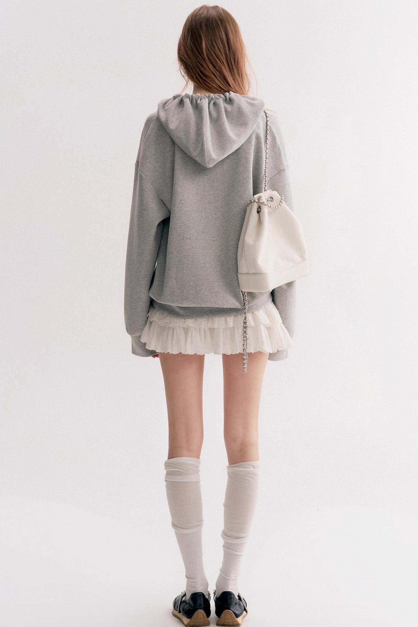 Pleated Hooded Sweatshirt Set-Up