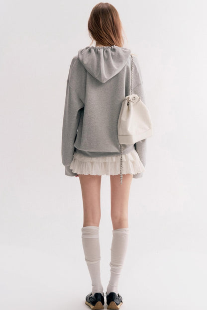 Pleated Hooded Sweatshirt Set-Up