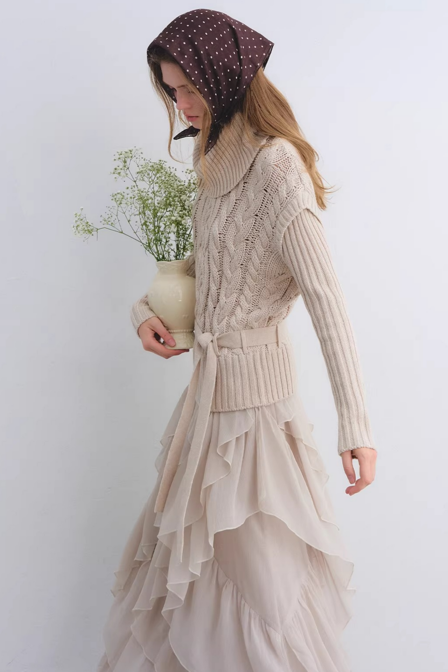 Wool Blend Cable Knit Sweater