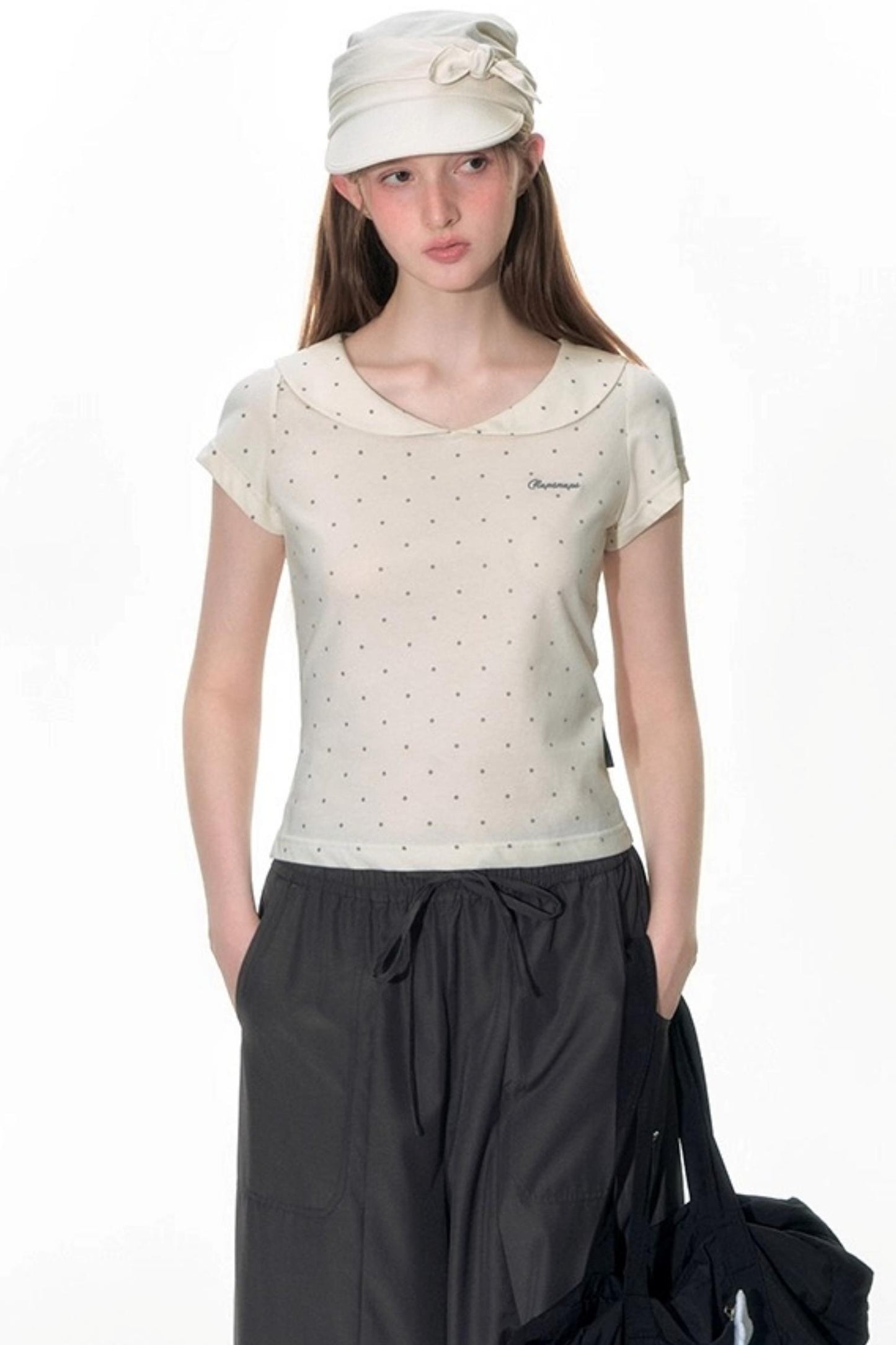 Summer Polka Dot Doll Neck Tee