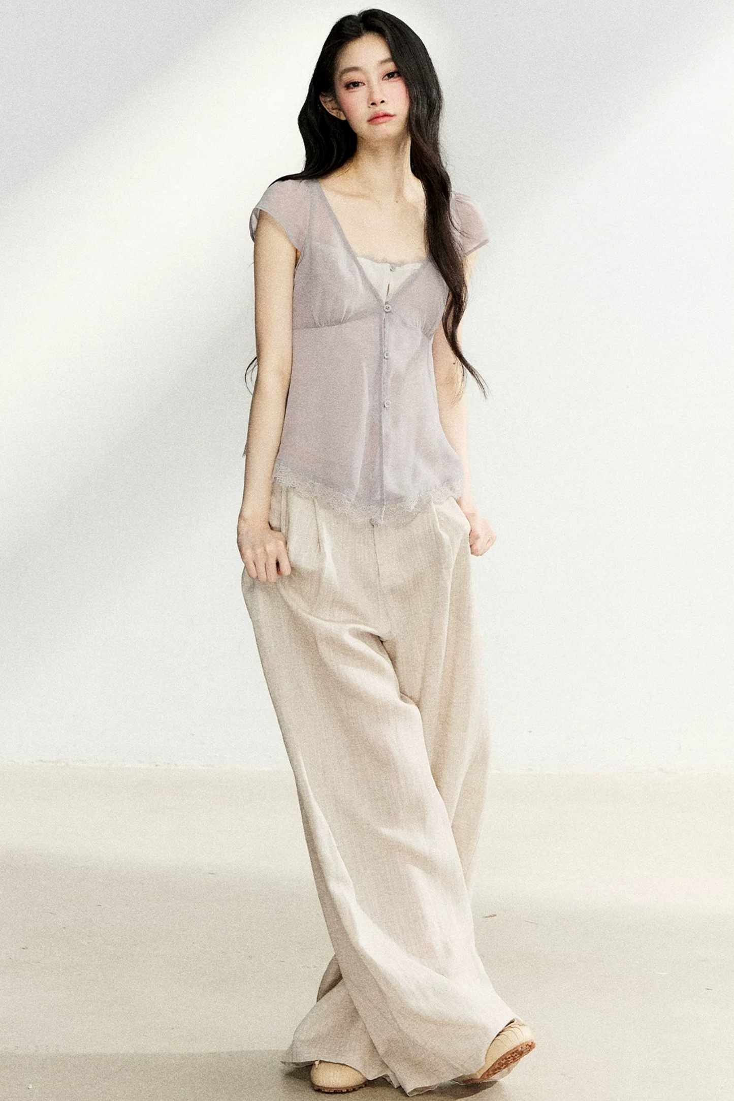 Linen Drape Wide-Leg Pants