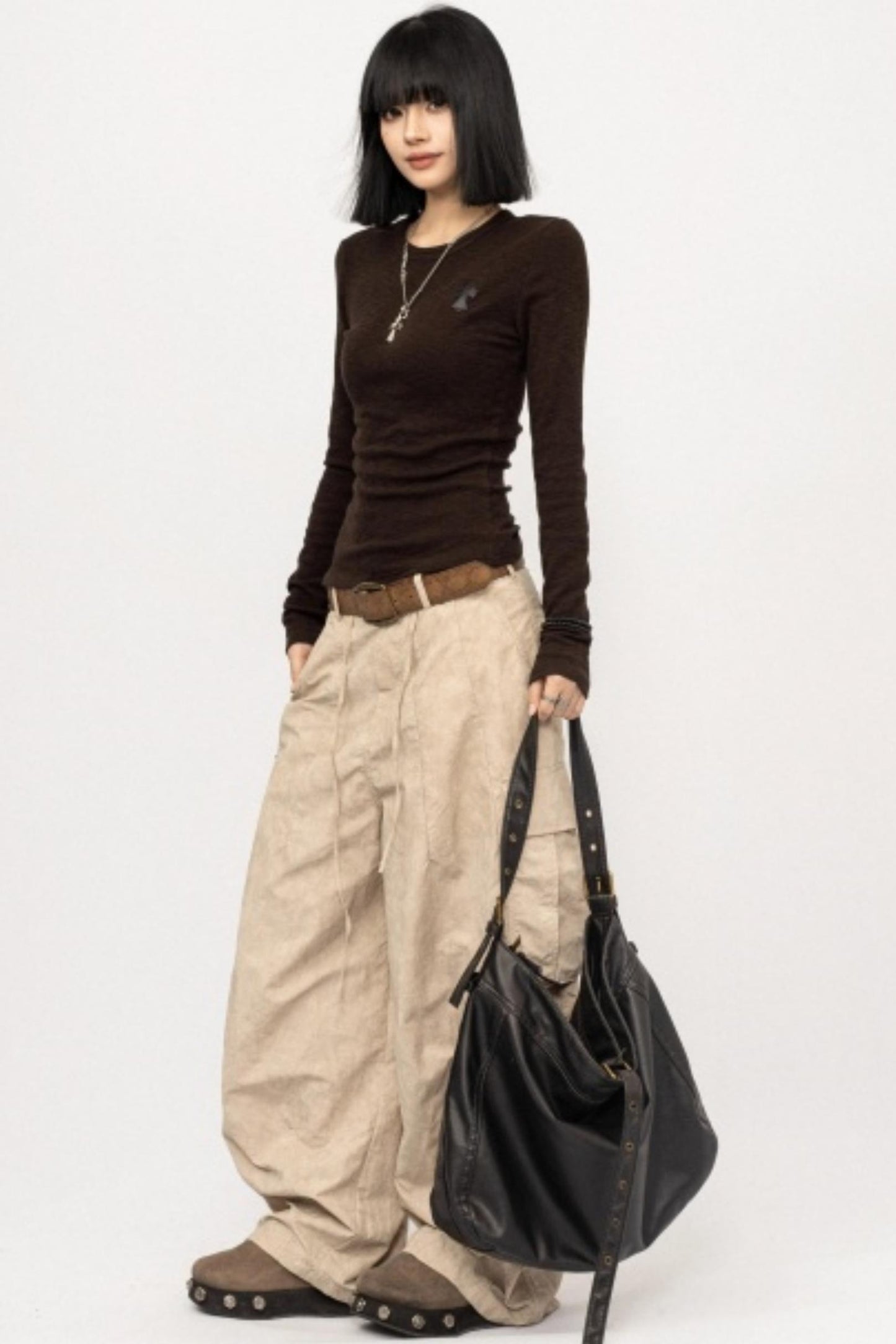 Retro Black Slim-Fitting Top