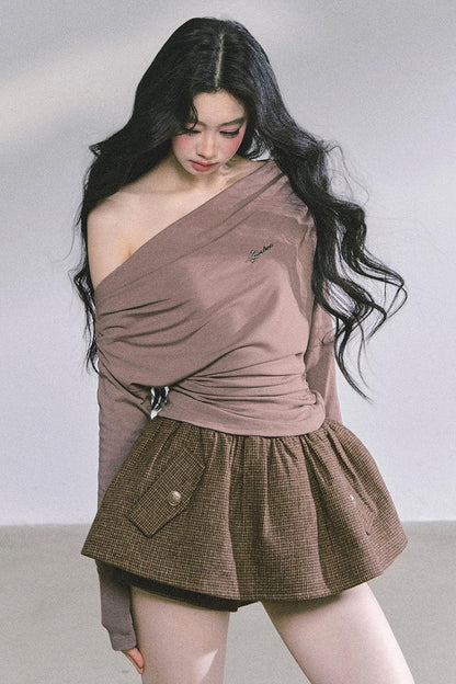 Melbourne Korean Slanted Shoulder T-shirt