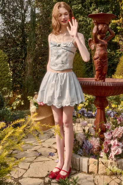 Baby Blue Embroidered Cotton Matching Set