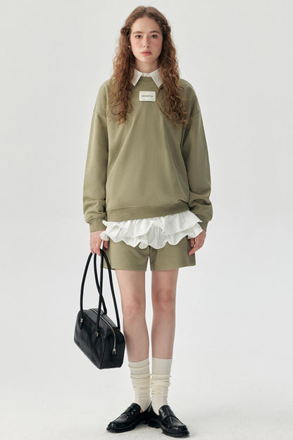 Autumn Heavy Cotton Crew Neck Sweatshirt Set-Up