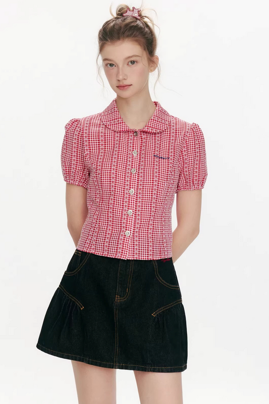 Flower Story Plaid Blouse
