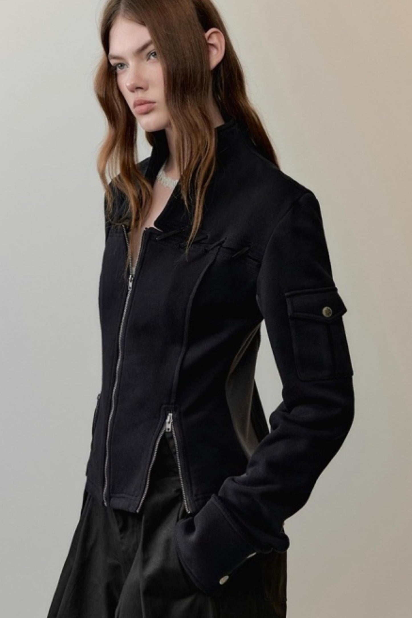 Two-Tone Velvet Suede Sweatshirt