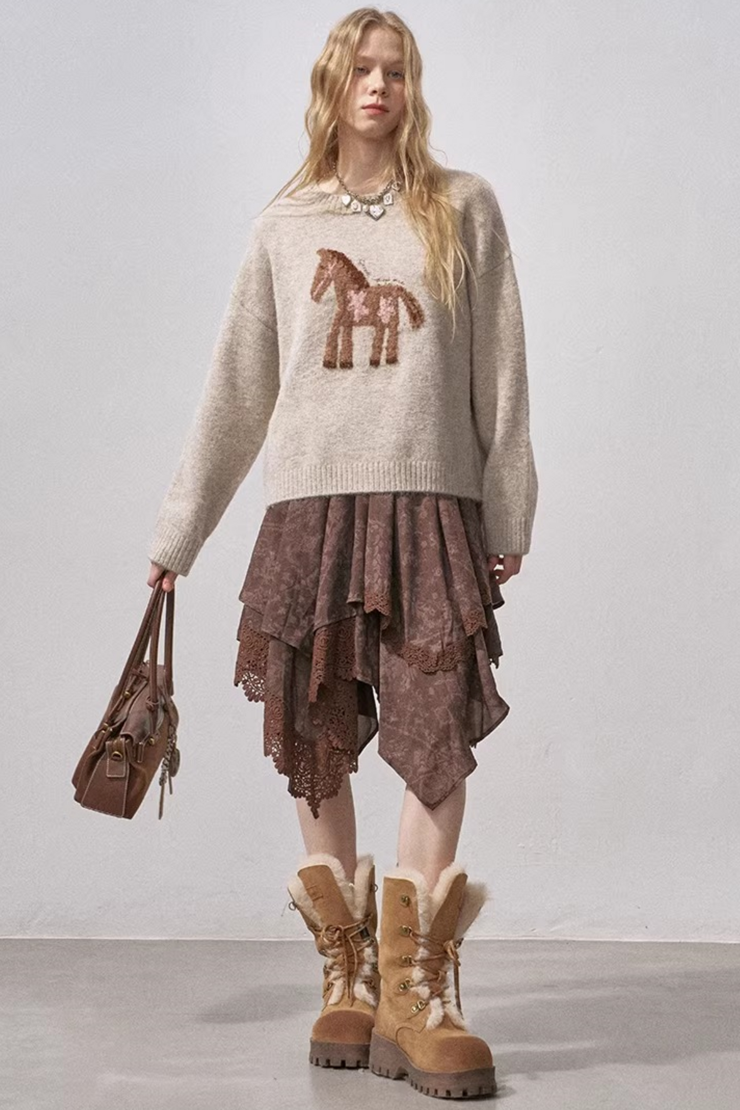 Lace Asymmetrical Tiered Skirt