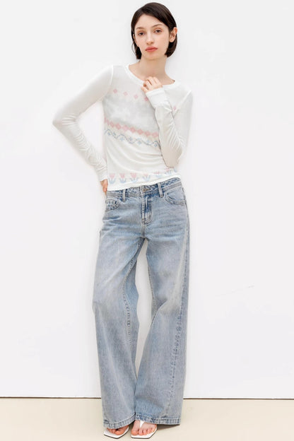 Fair Isle Wool Blend Long Sleeve Tee