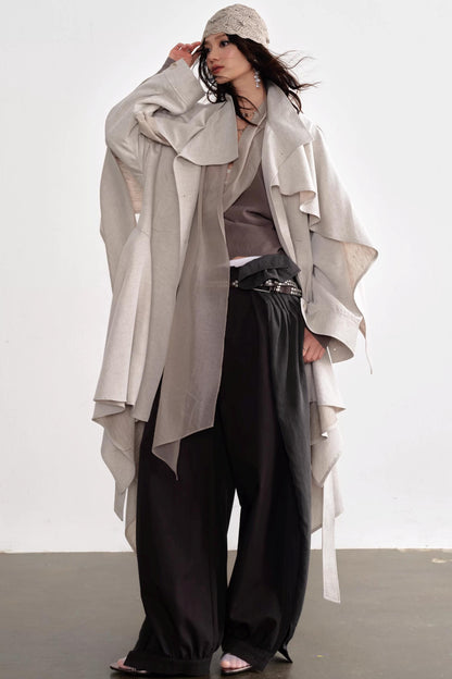 Gypsum White Linen Trench Coat