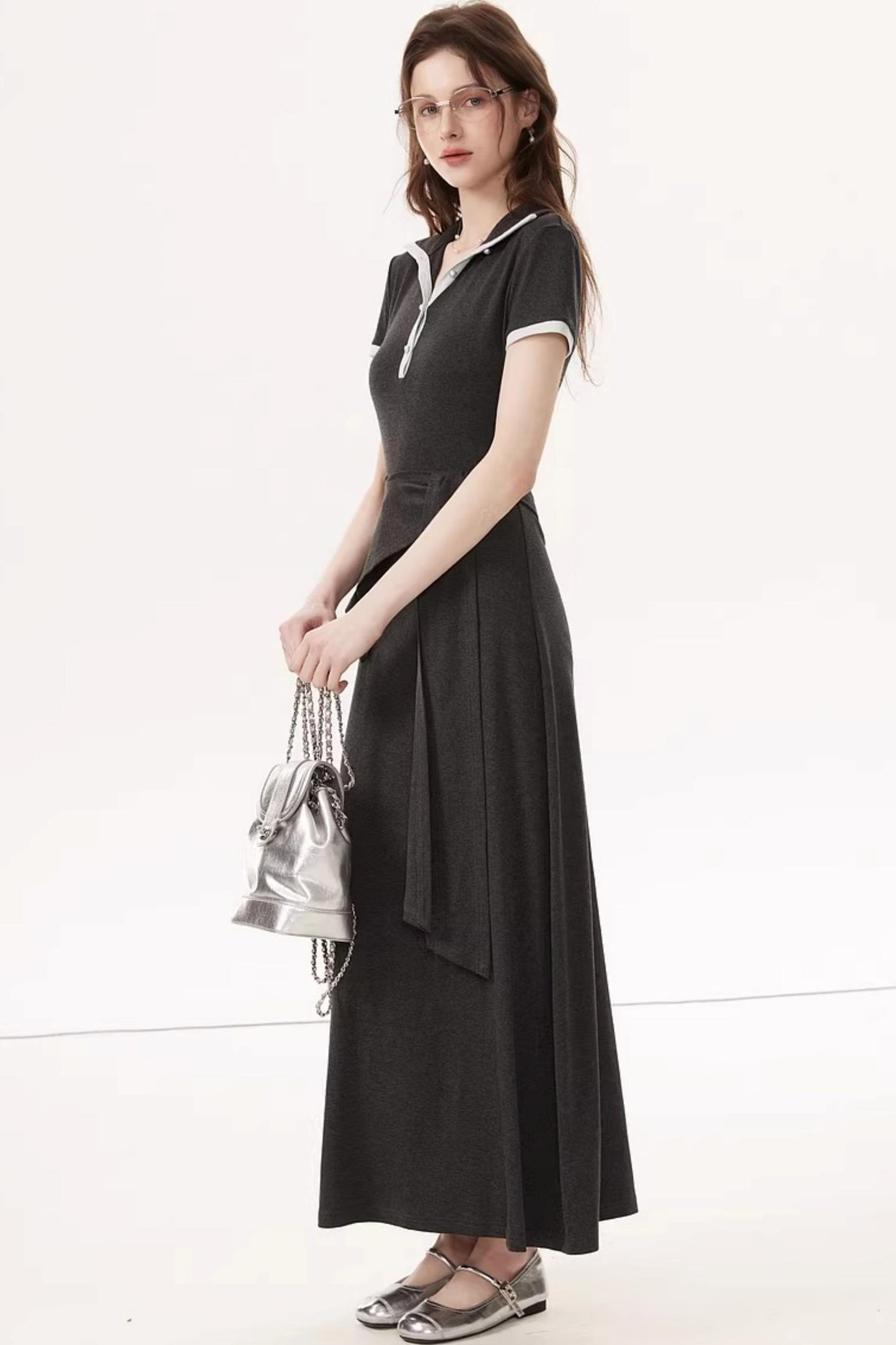 Lyocell Tencel V-Neck Dress
