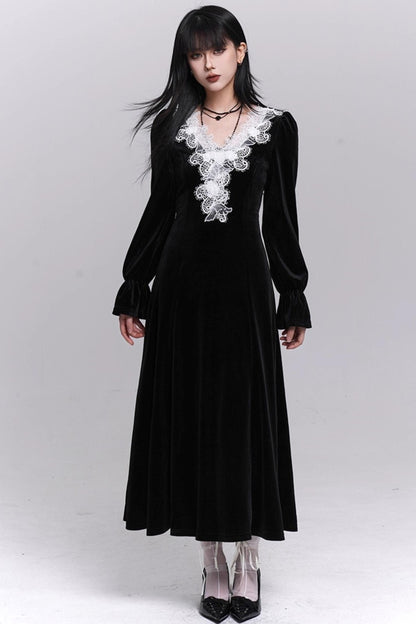 Black Velvet Winter Dress