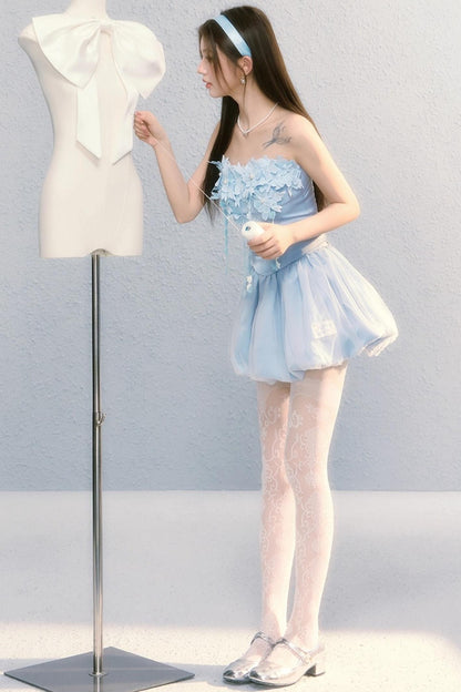 Embroidered Roses Two-Piece Skirt Set-Up