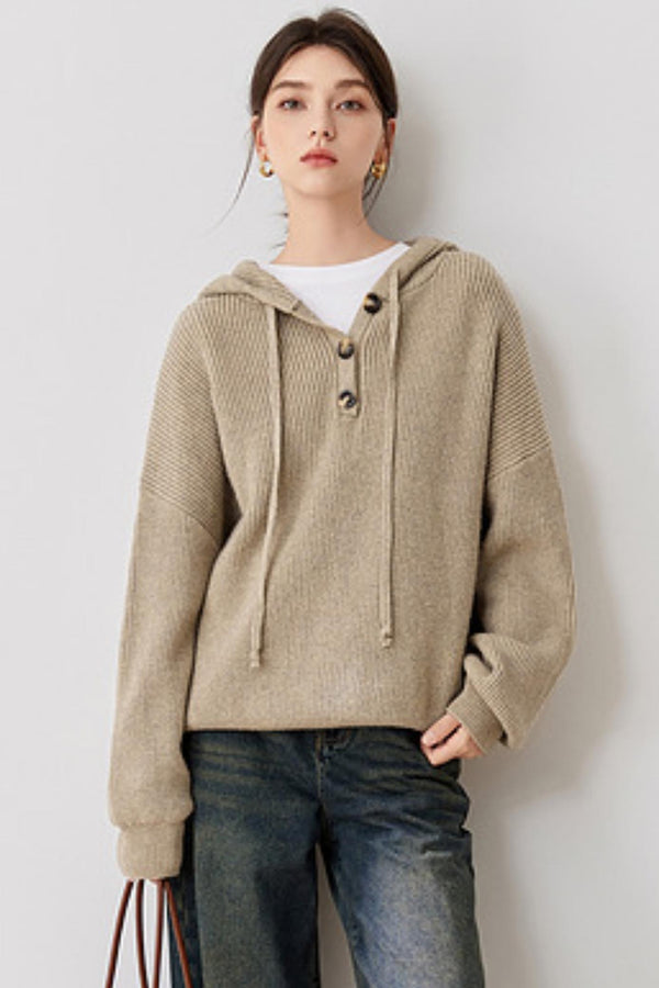 Lazy Loose Hooded Knitted Top