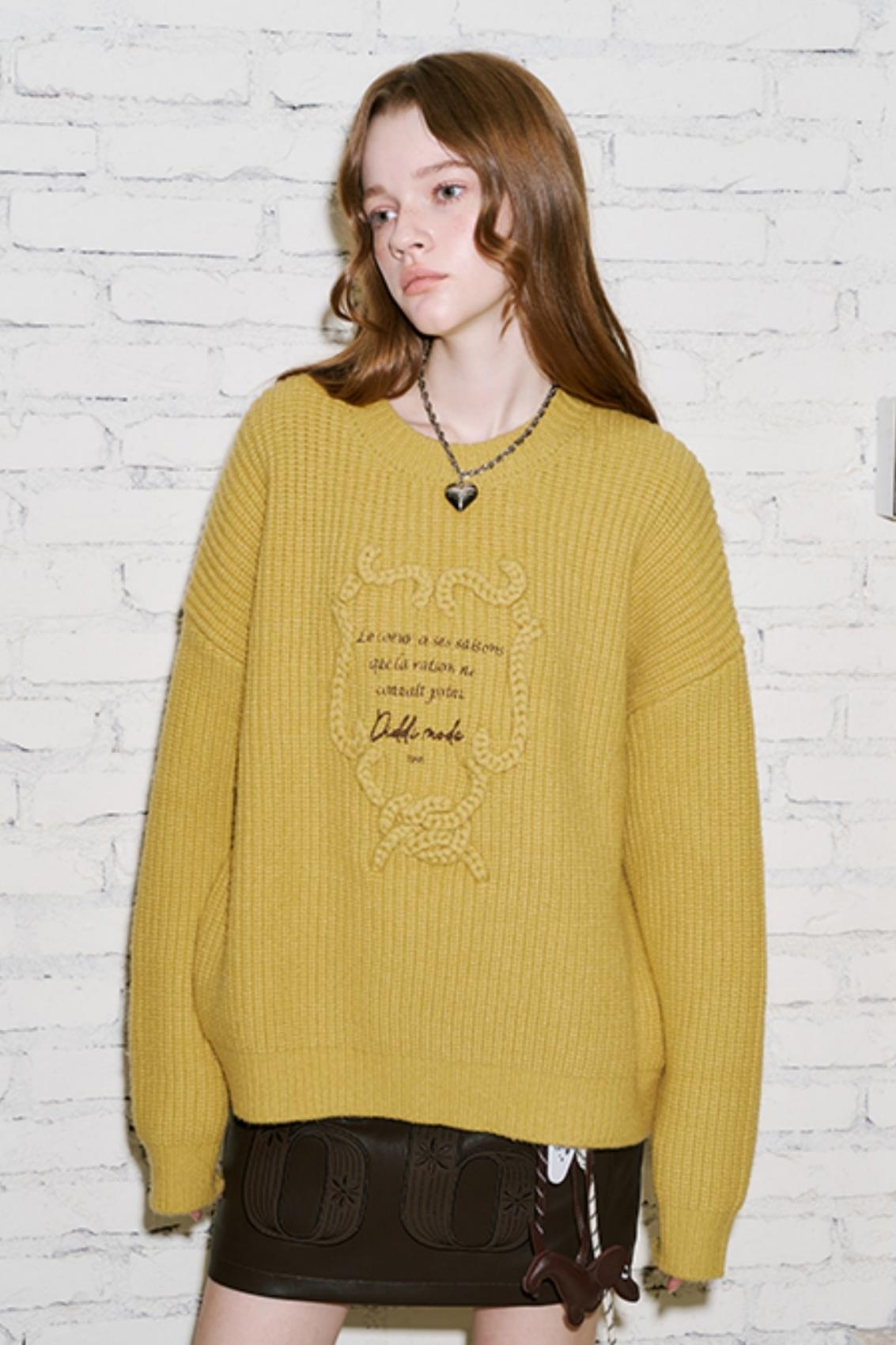 Premium Letter Embroidered Crew Neck Sweater