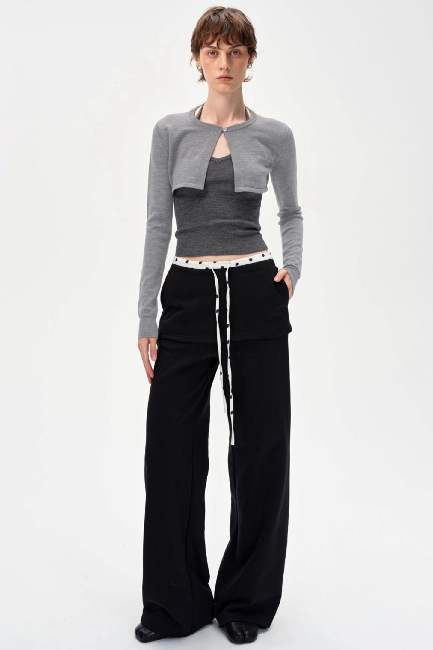 Wide-Legged Polka Dot Sweatpants