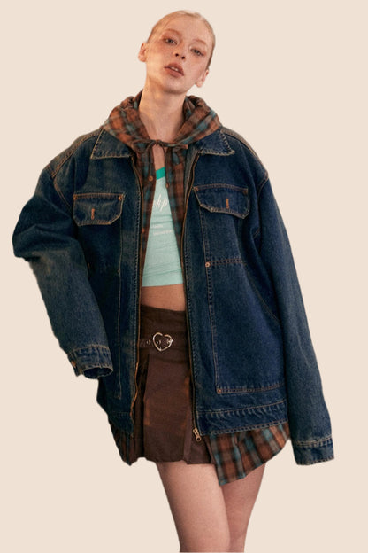 Vintage Distressed Wash Denim Jacket