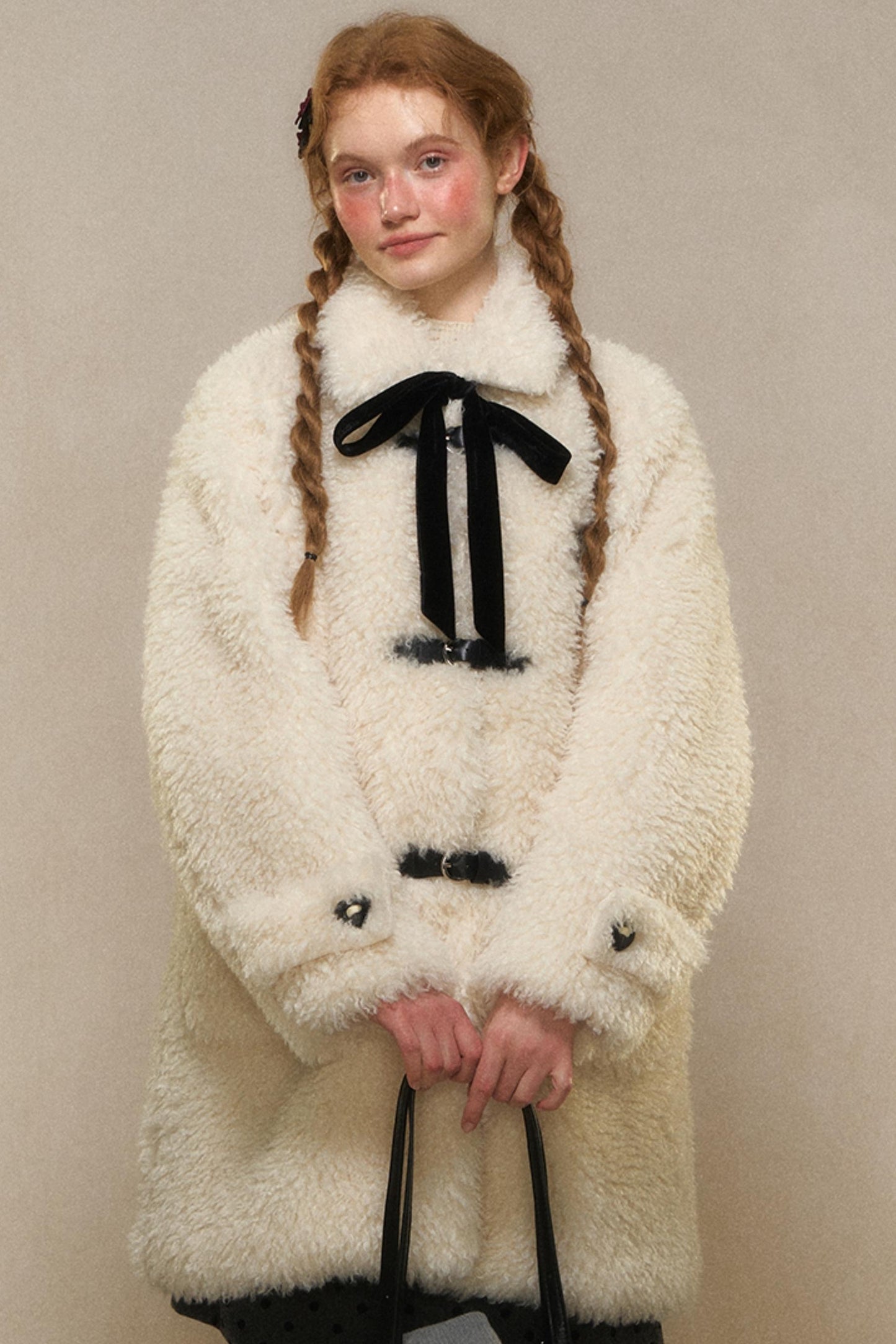 Woolen Lapel Fur Coat