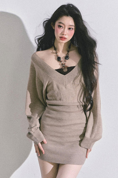 Gold Wisdom French Knitted Dress Set-Up