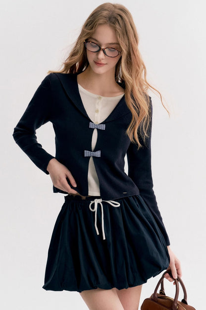 Navycore Check Knitted Cardigan