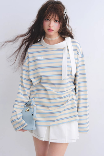Retro Striped Color-Blocked Top