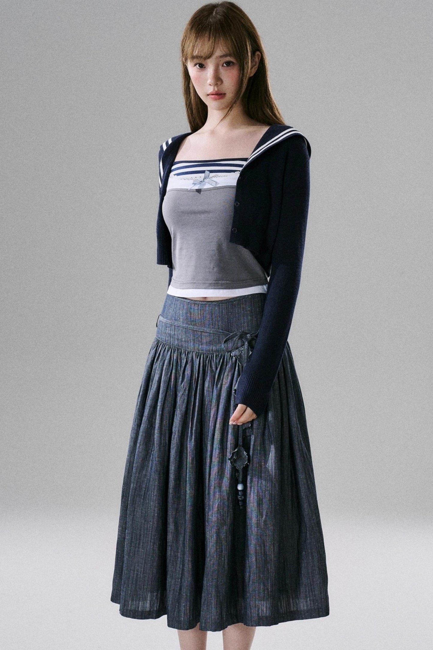 Cute Fake Two-Piece Layered Top